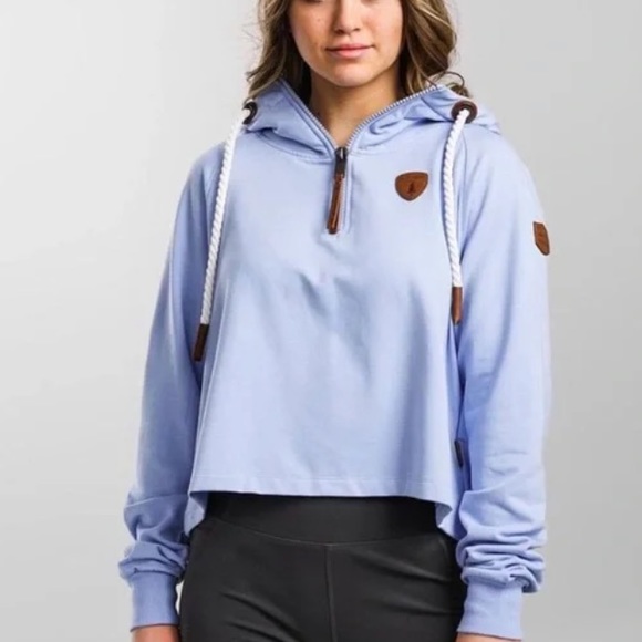 Wanakome Sweaters - ❤️Wanakome Leelee Cropped Hoodie Size Medium Light Blue